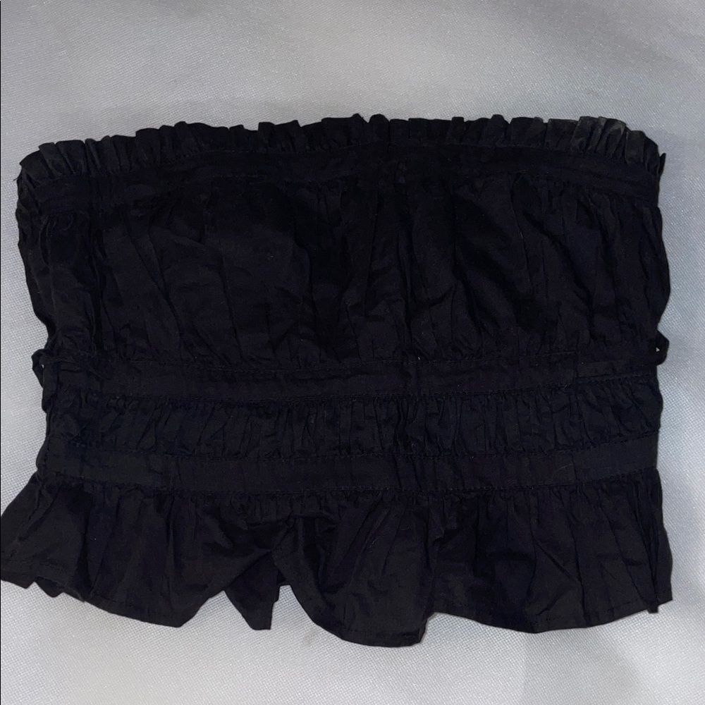 Free People Black Ruffled Tube Top
